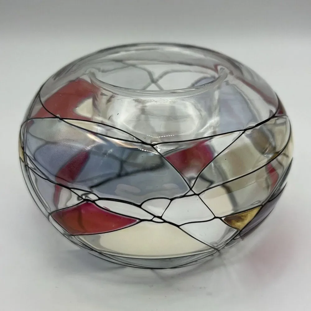 VNTG set of 2 PartyLite Mosiac Stained Glass Bubble Tea candle Light Holders